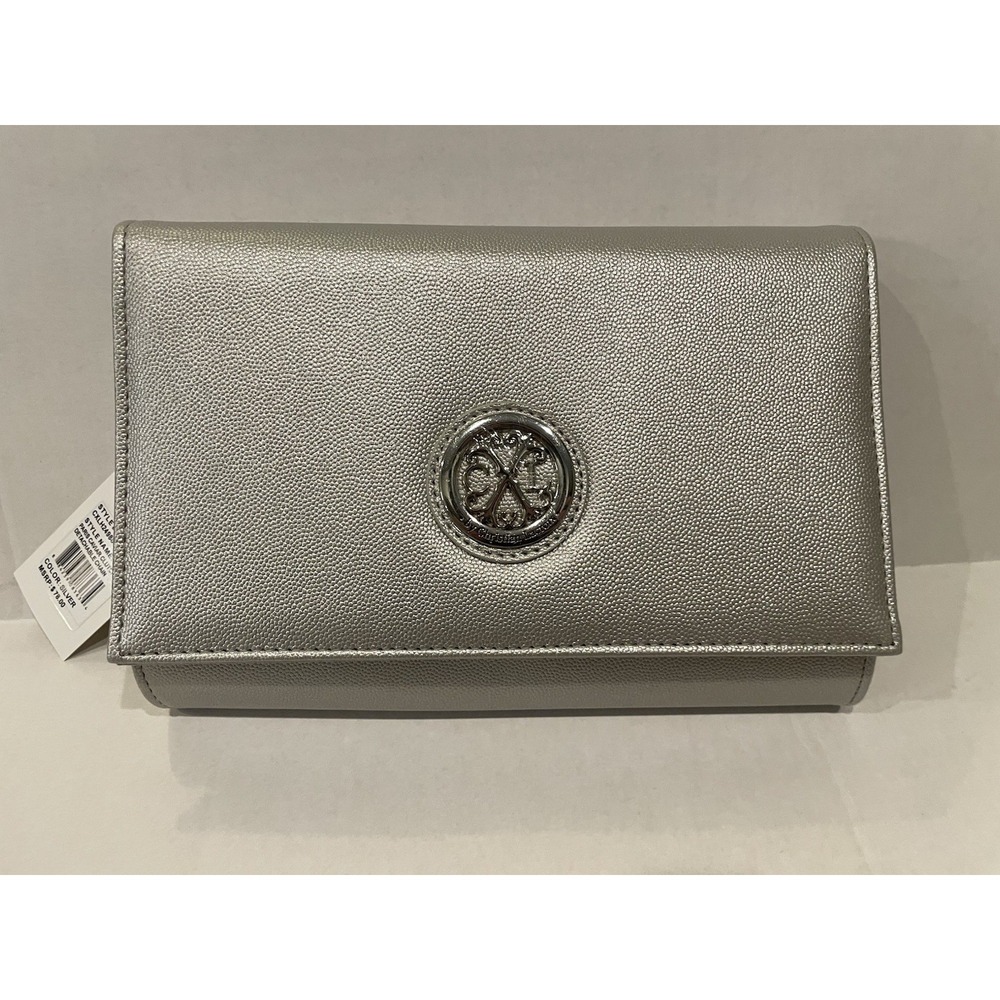 Brand‎ New CXL by Christian Lacroix Paris Caviar Clutch Silver Detachable Chain